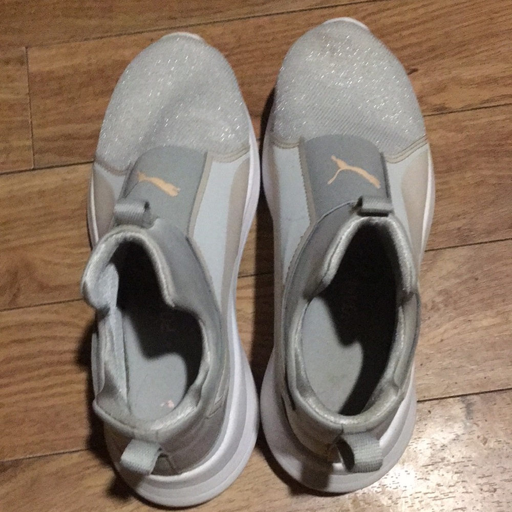 Puma Pink and Silver Slip-On Sneakers